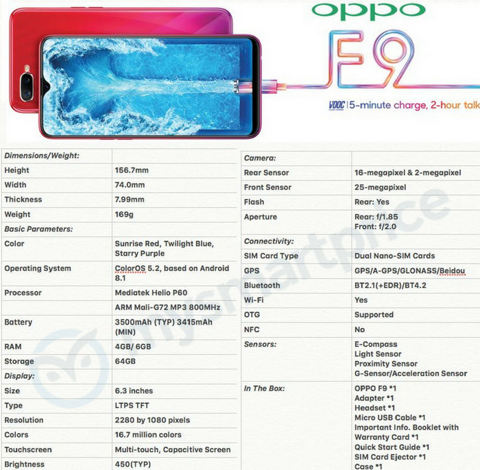 粉色手机，OPPO F9 新机不久将公布 设置信息完全曝光