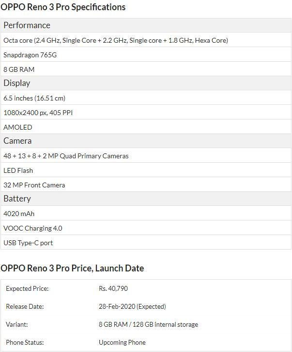 我没带手机，OPPO Reno3 Pro 印度版海报曝光：前置 4400 万像素打孔双摄