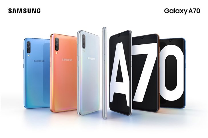 韩国三星手机官网，三星正式公布 Galaxy A70 智能手机：屏幕指纹识别+后置三摄像头