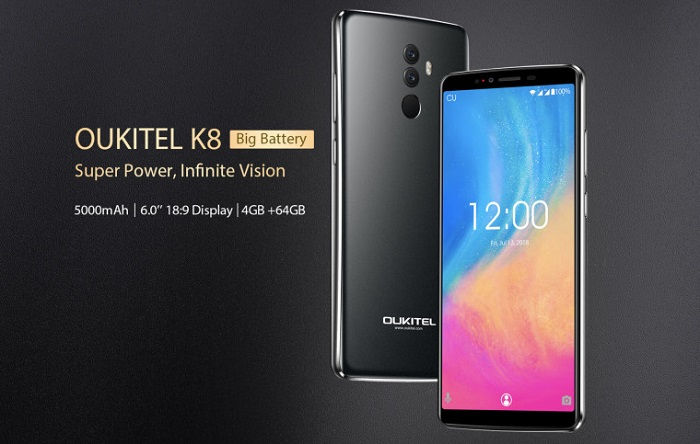移动手机充值，Oukitel 公布实惠型 K8 智能机新品 6 英寸 18:9 屏幕+5000mAh 电池