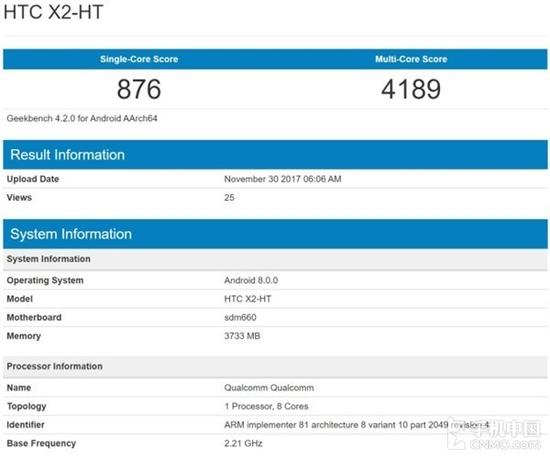 vivo手机官网，HTC 新机亮相 GeekBench 内置骁龙 660
