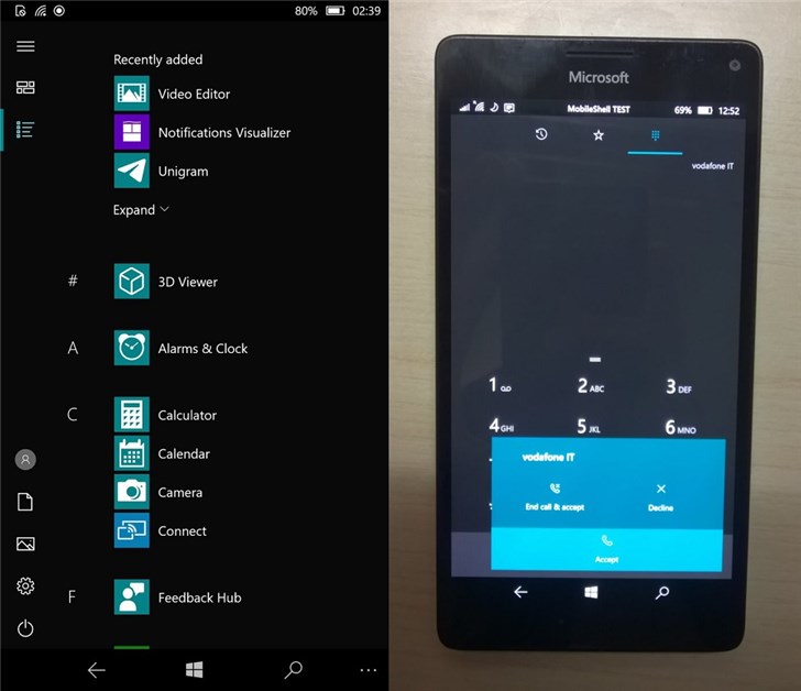 手机归宿地，刷了 Windows 10 ARM 的 Lumia 950 XL 新增 MobileShell：可拨打电话