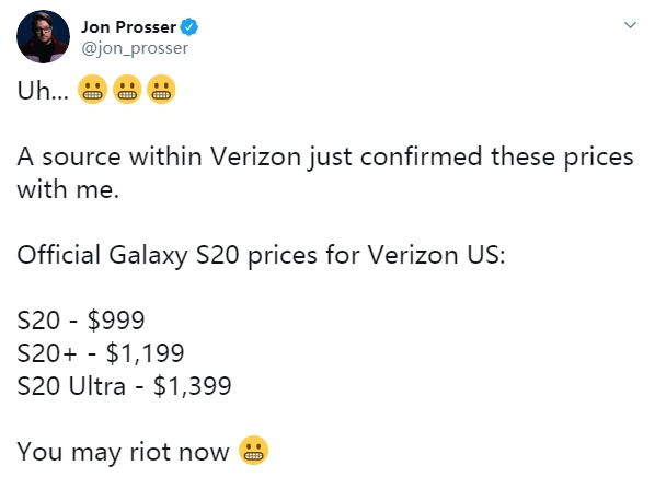 百加手机，三星 Galaxy S20 系列售价曝光：起售价靠近 7000 元