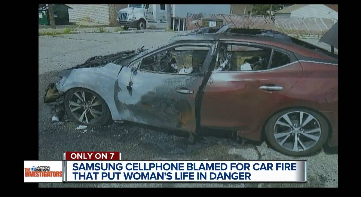 电视剧手机全集，三星手机起火并引发火灾导致汽车燃烧