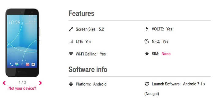 58二手手机，T-Mobile 曝光 HTC U11 Life 新机：支持 Edge Sense