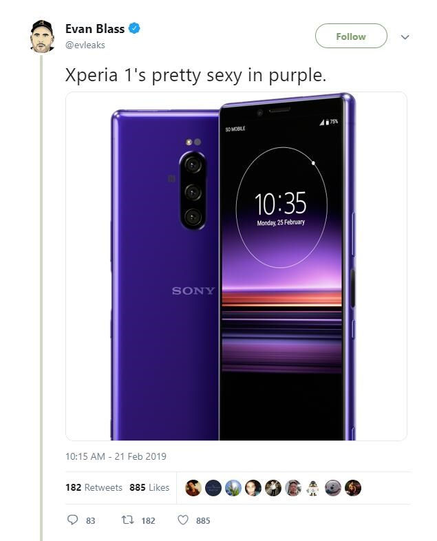 小米折叠屏手机，索尼 Xperia 系列旗舰再曝紫色渲染图：超长带鱼屏或叫 Xperia 1