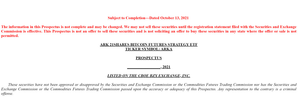 SEC暗示后 方舟Ark与21Shares秒提交比特币期货ETF