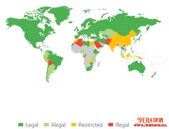 比特币在哪些国家合法？一张地图告诉你