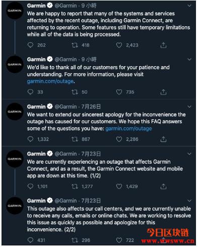 Garmin遭勒索一千万美元虚拟货币，服务中断五天后部分重新上线